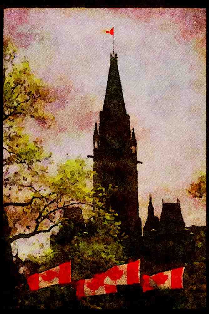 Cities 242086 Peace Tower On Canada Day A4 Limited Edition Watercolour Print