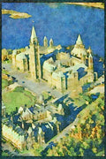 Cities 242091 Aerial View Of Parliament Hill A4 Limited Edition Watercolour Print