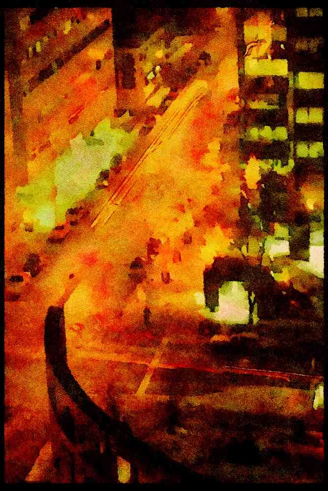 Cities 242093 Night Traffic A4 Limited Edition Watercolour Print
