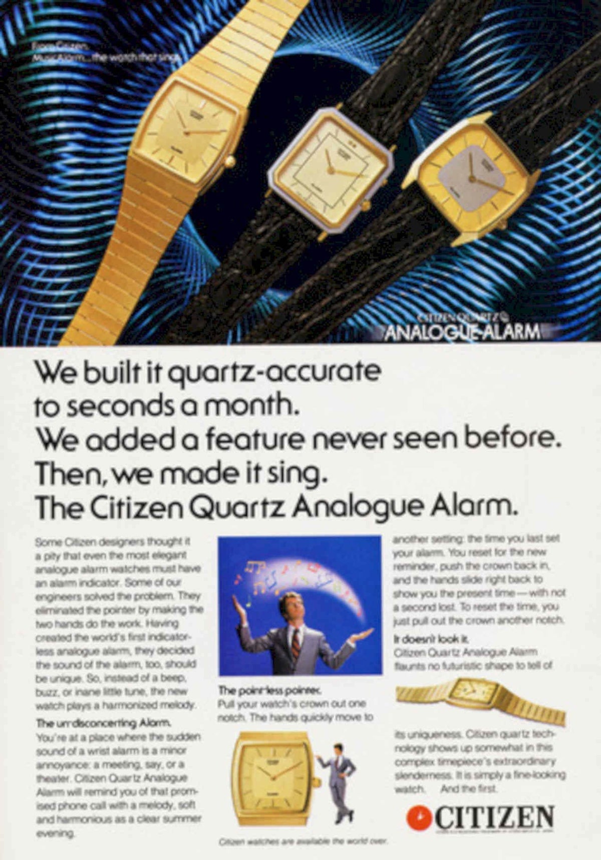 Citizen Quartz Alarm Vintage Retro Advert Poster A4 Photo Print