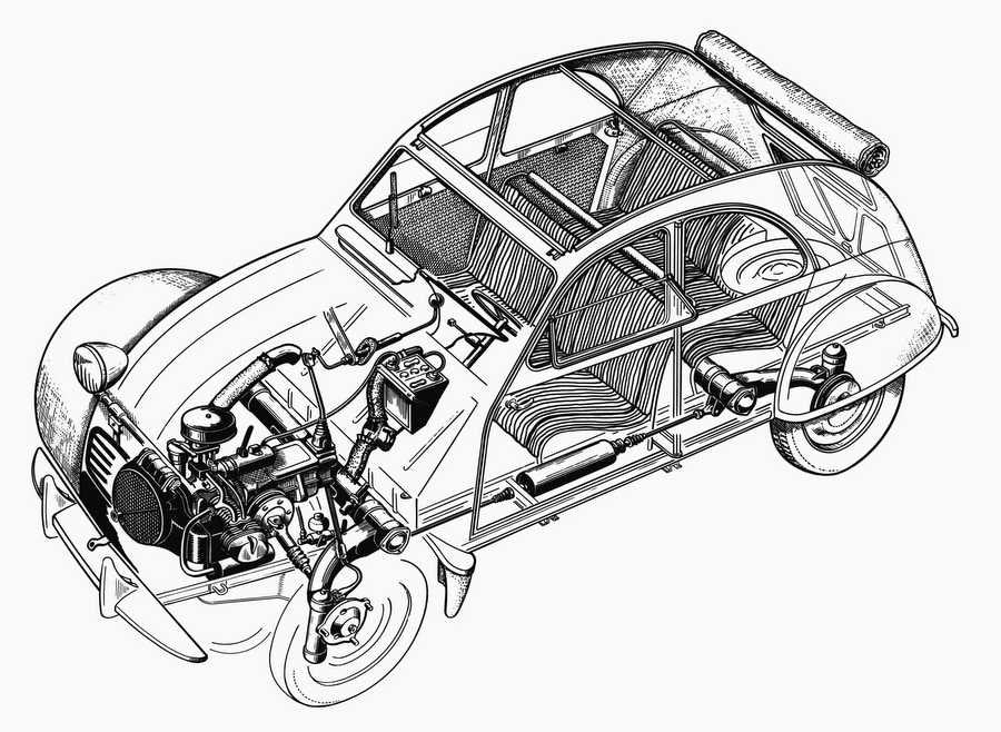 Citroen 2CV cutaway A4 Photo Print