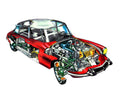 Citroen DS cutaway A4 Photo Print