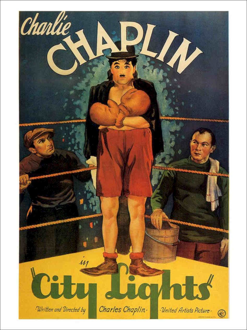 City Lights Boxing Charlie Chaplin Movie Vintage Retro Advert Poster A4 Photo P