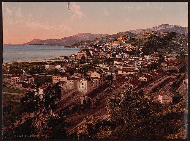 Cityscape Ventimiglia Vintage A4 Photo Print