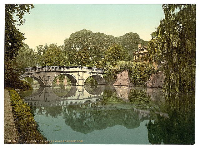 Clare College and Bridge Cambridge Vintage A4 Photo Print