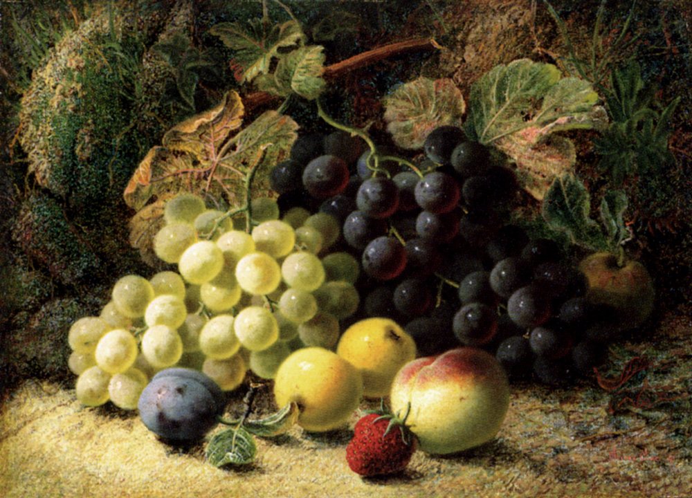 Clare Oliver Grapes Apples A Plum A Peach And A Strawberry Art A4 Photo Print