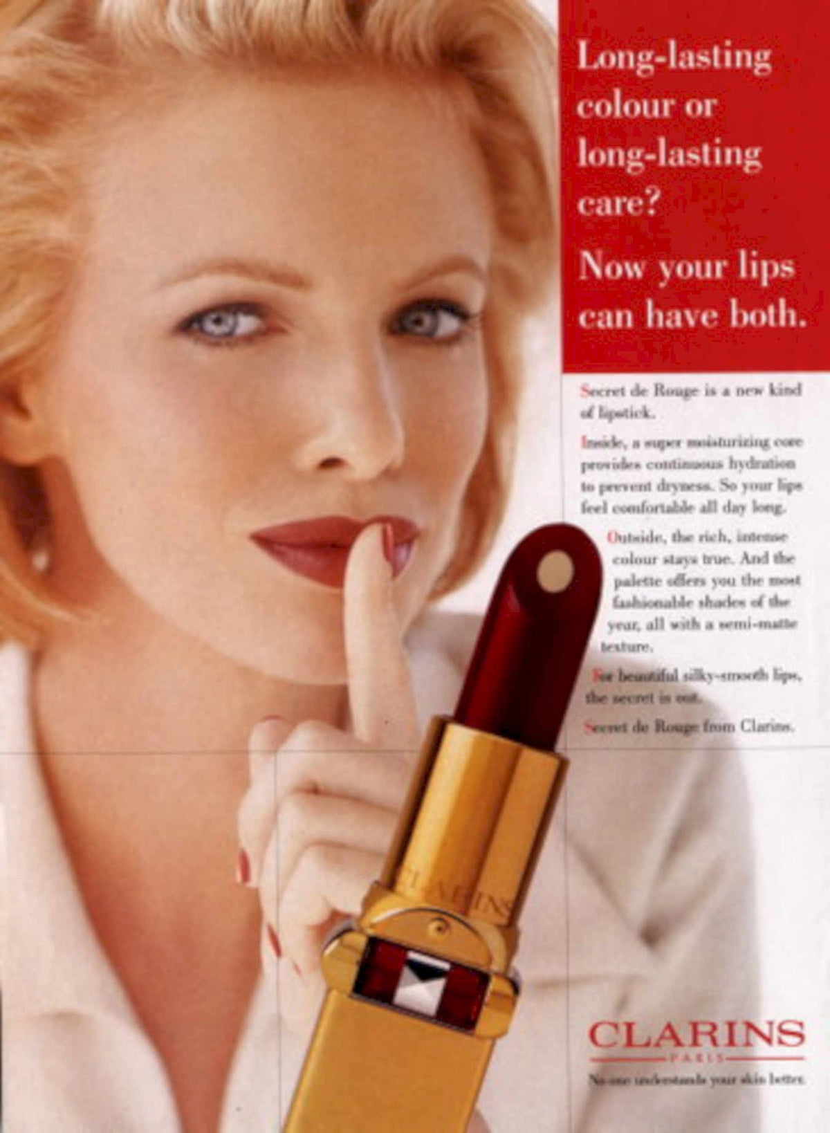 Clarins Secret Rouge 1990s Vintage Retro Advert