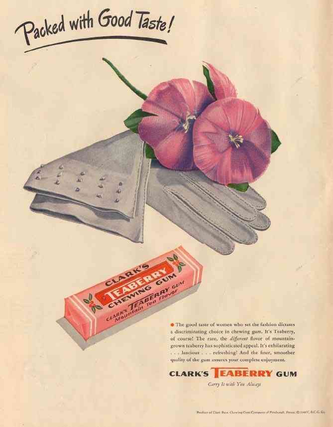 Clarks Teaberry Gum 523 advert A4 Photo Print