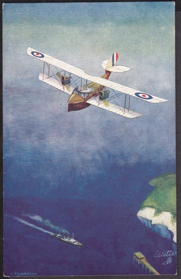 Clarkson Twin Engine Bat Boat Plane In The Air Vintage A4 Photo Print