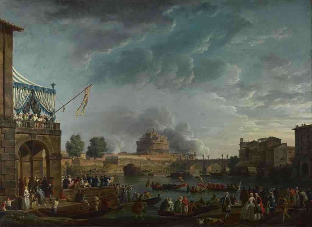 Claude Joseph Vernet A Sporting Contest on the Tiber at Rome A4 Photo Print