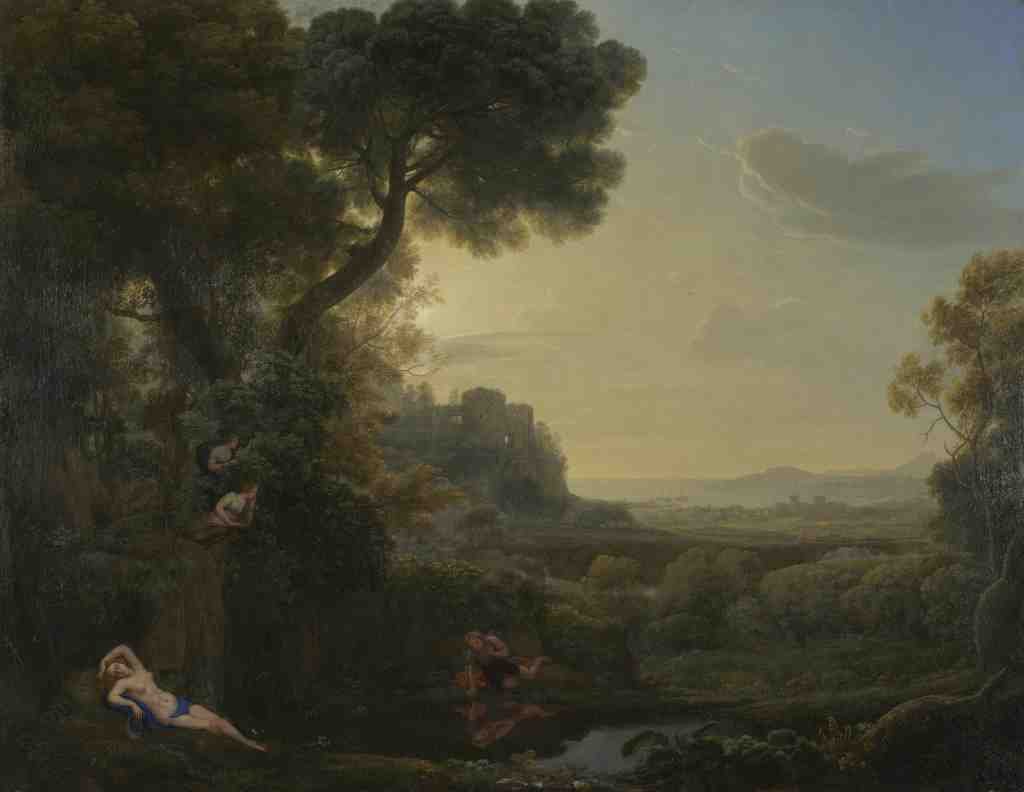 Claude Landscape with Narcissus and Echo A4 Photo Print
