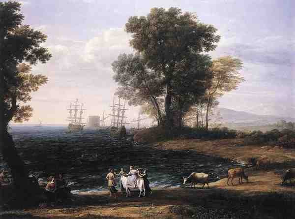 Claude Lorrain Coast Scene With The Rape Of Europa A4 Photo Print