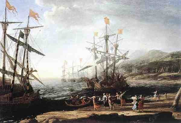 Claude Lorrain Marine With The Trojans Burning Their Boats A4 Photo Print