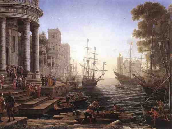 Claude Lorrain Port Scene With The Embarkation Of St Ursula A4 Photo Print