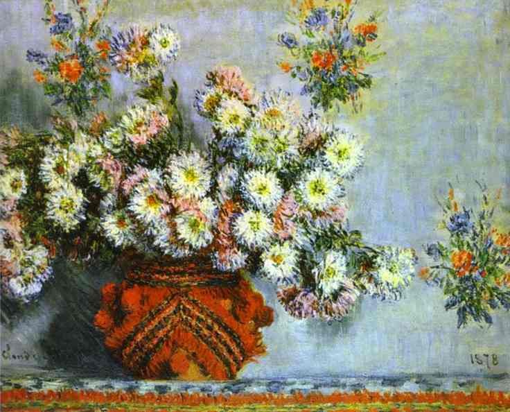 Claude Monet Chrysanthemums Art A4 Photo Print