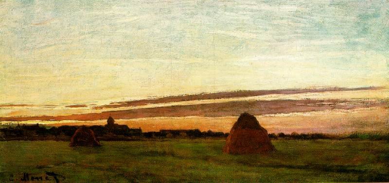 Claude Monet Haystacks At Chailly At Sunrise Art A4 Photo Print