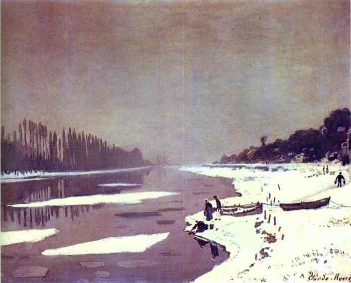 Claude Monet Ice On The Seine Near Bougival Art A4 Photo Print