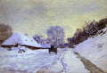 Claude Monet The Cart Snow Covered Road At Honfieur, Wit Art A4 Photo Print