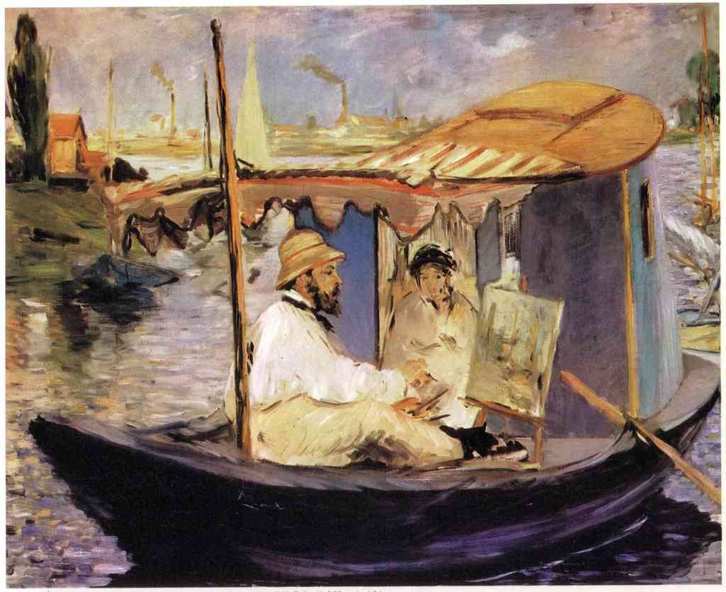 Claudemonetdanssonbateauatelier1874 Manet A4 Photo Print