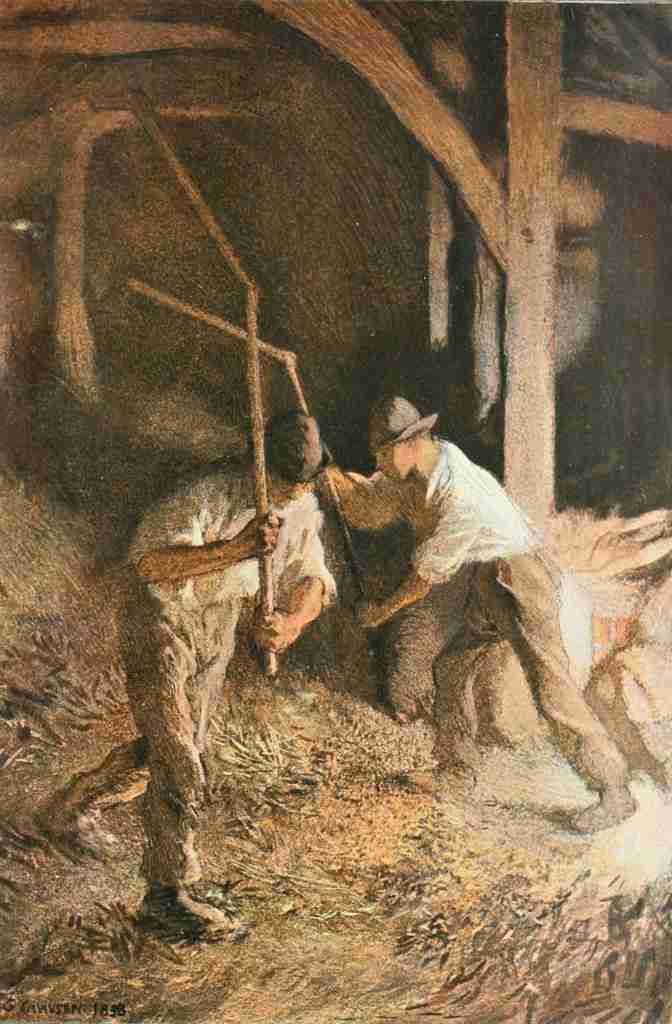 Clausen George Men threshing beans The Studio 1900 A4 Photo Print