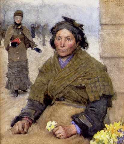 Clausen Sir George FlorThe Gypsy Flower Seller A4 Photo Print