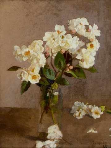 Clausen Sir George Little White Roses A4 Photo Print