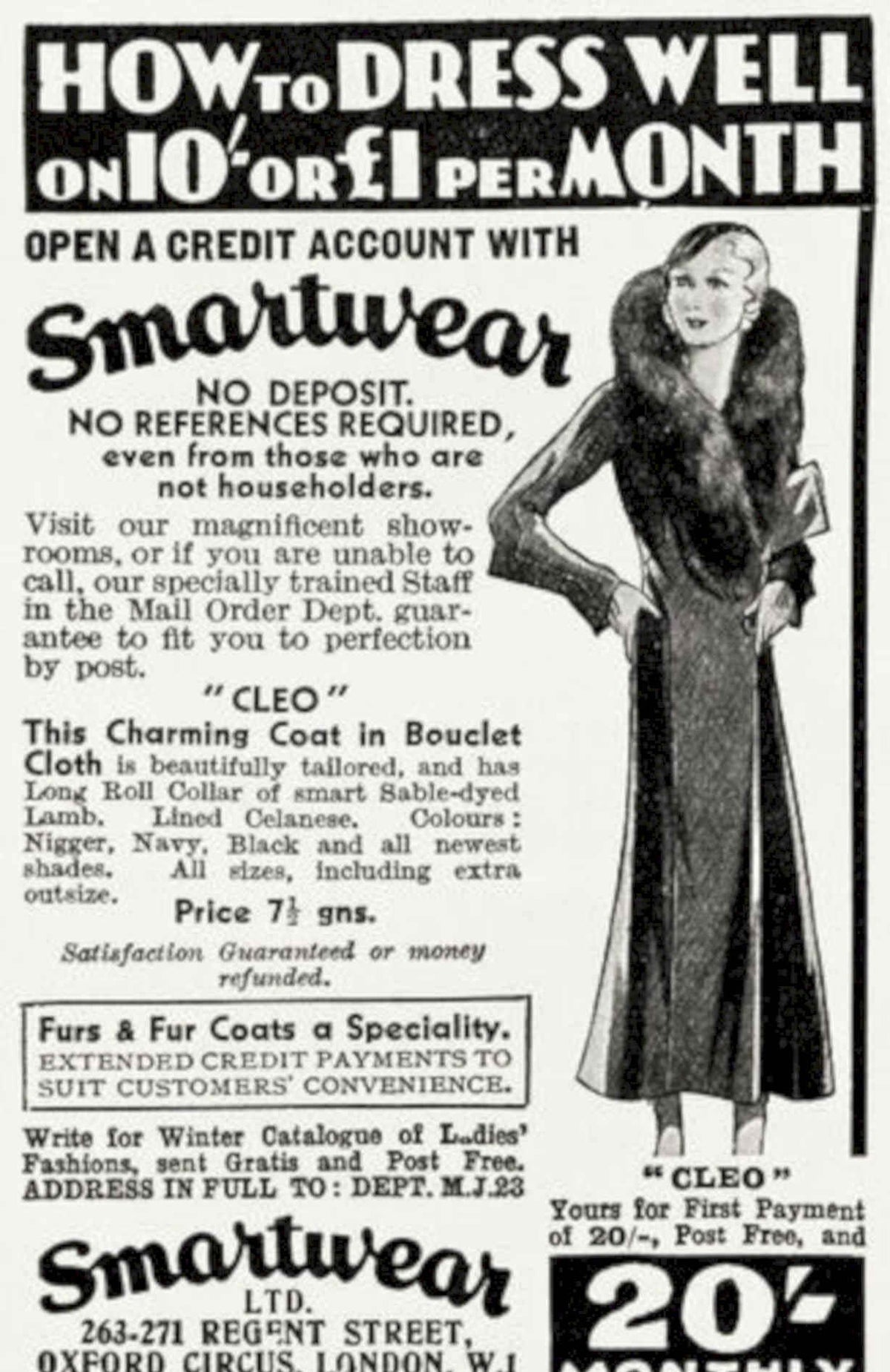 Cleo Smartwear Coat Vintage Retro Advert Poster A4 Photo Print