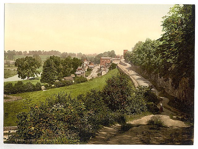 Cliff and town Ross on Wye Vintage A4 Photo Print