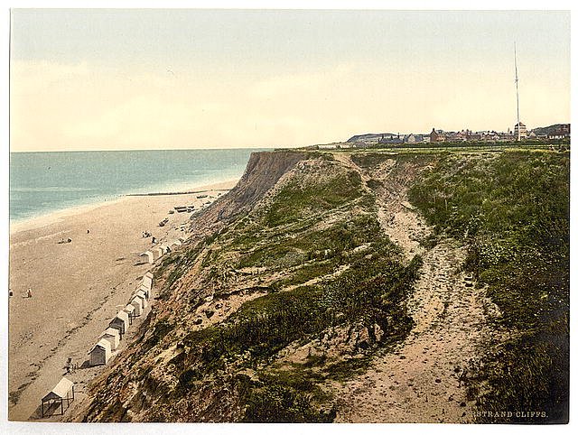 Cliffs Overstrand Vintage A4 Photo Print