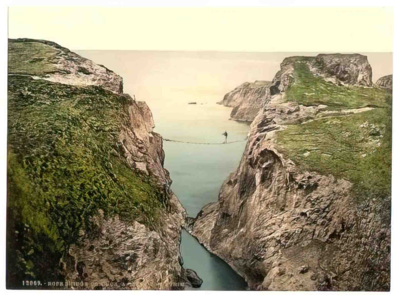 Co Antrim Carrick a Rede Rope Bridge Vintage A4 Photo Print