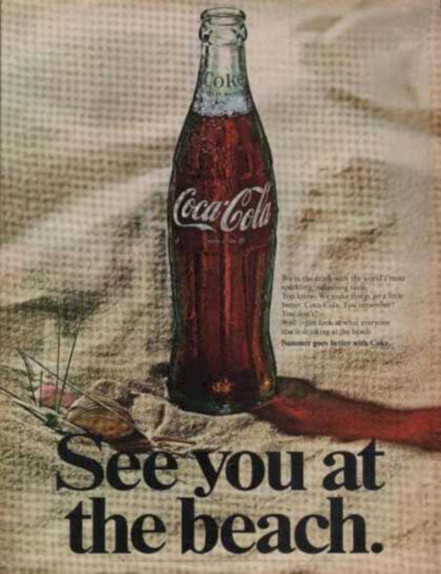 Coca Cola Beach 3 (2) Vintage Retro Advert Ads A4 Photo Print