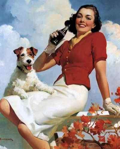 Coca Cola Lady & Dog A4 Photo Print