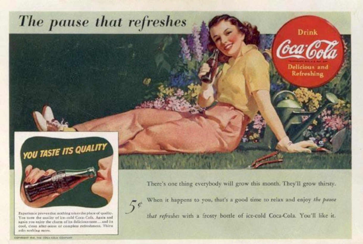 Coca Cola Pause 1 Vintage Retro Advert Ads A4 Photo Print