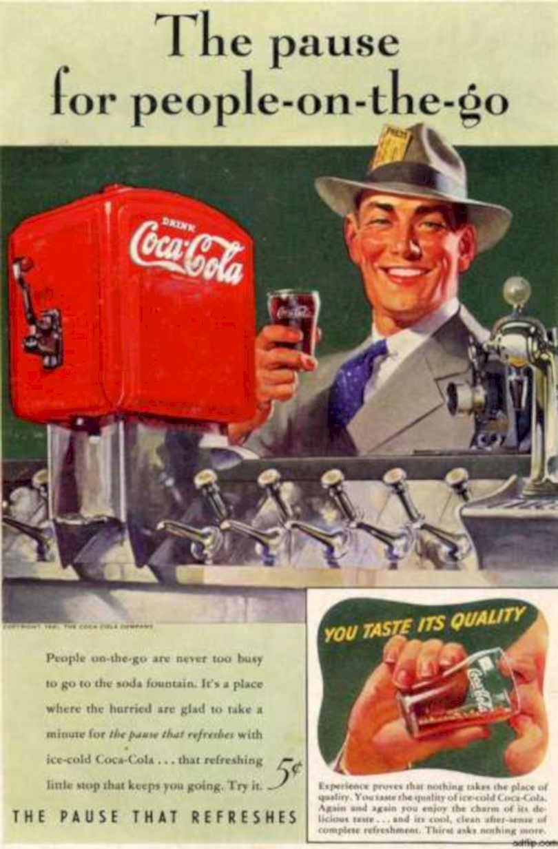 Coca Cola Pause 4 Vintage Retro Advert Ads A4 Photo Print