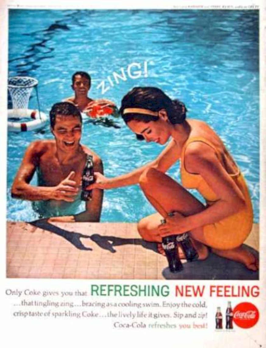 Coca Cola Pool Vintage Retro Advert Ads A4 Photo Print