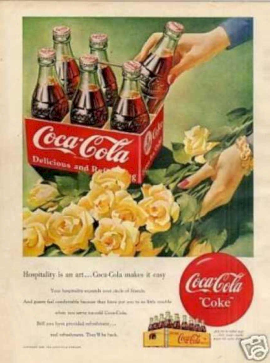 Coca Cola Roses Vintage Retro Advert Ads A4 Photo Print