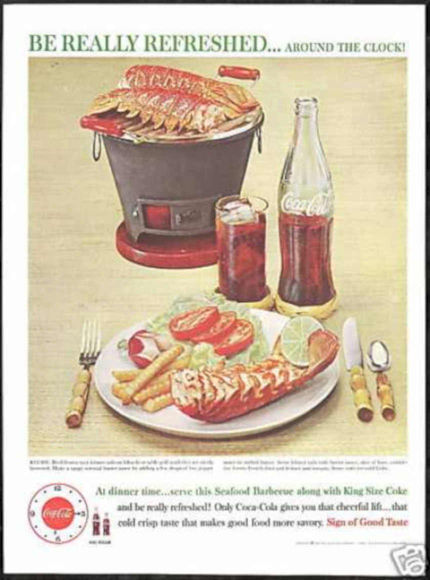 Coca Cola Seafood Vintage Retro Advert Ads A4 Photo Print