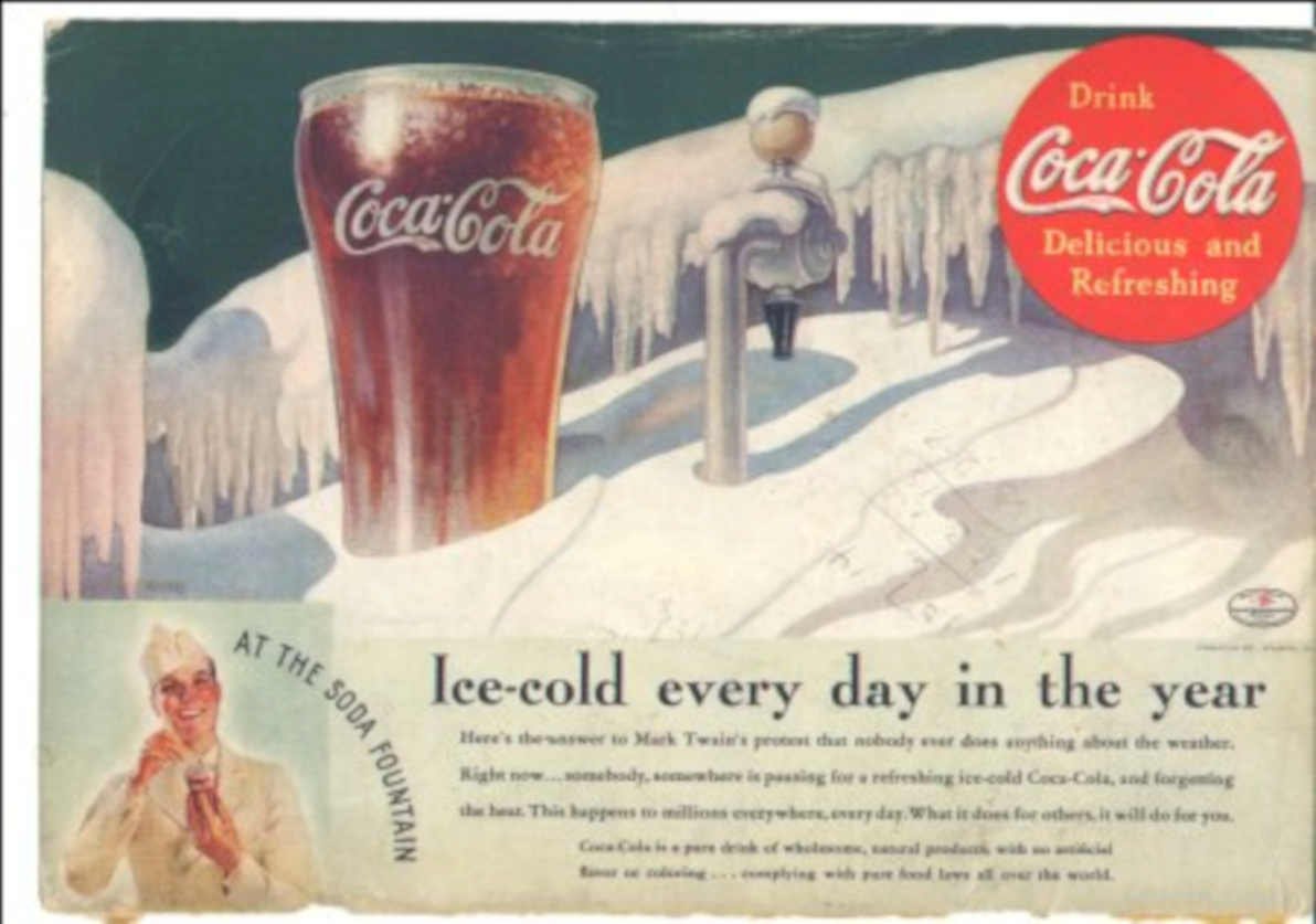 Coca Cola Winter 1 Vintage Retro Advert Ads A4 Photo Print
