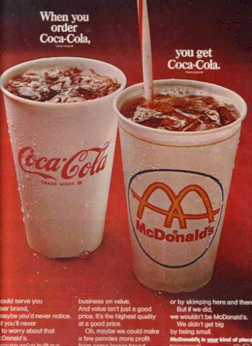 Coca Mcdonald Cups Vintage Retro Advert Ads A4 Photo Print