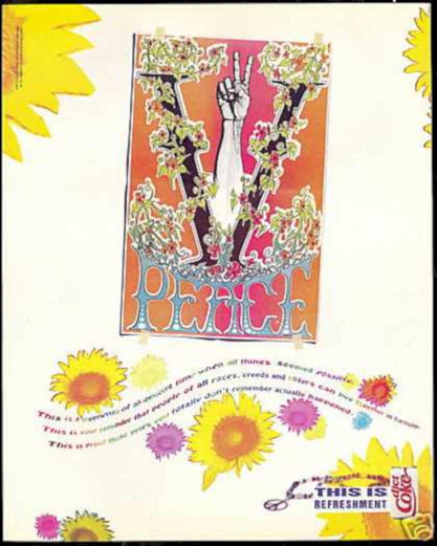 Coca Peace Sunflowers Vintage Retro Advert Ads A4 Photo Print