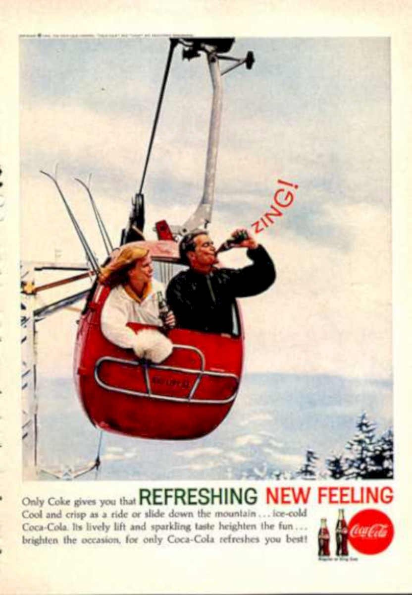 Coca Ski Lift Vintage Retro Advert Ads A4 Photo Print