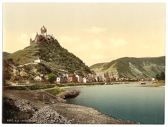 Cochem and castle Moselle valley of Vintage A4 Photo Print