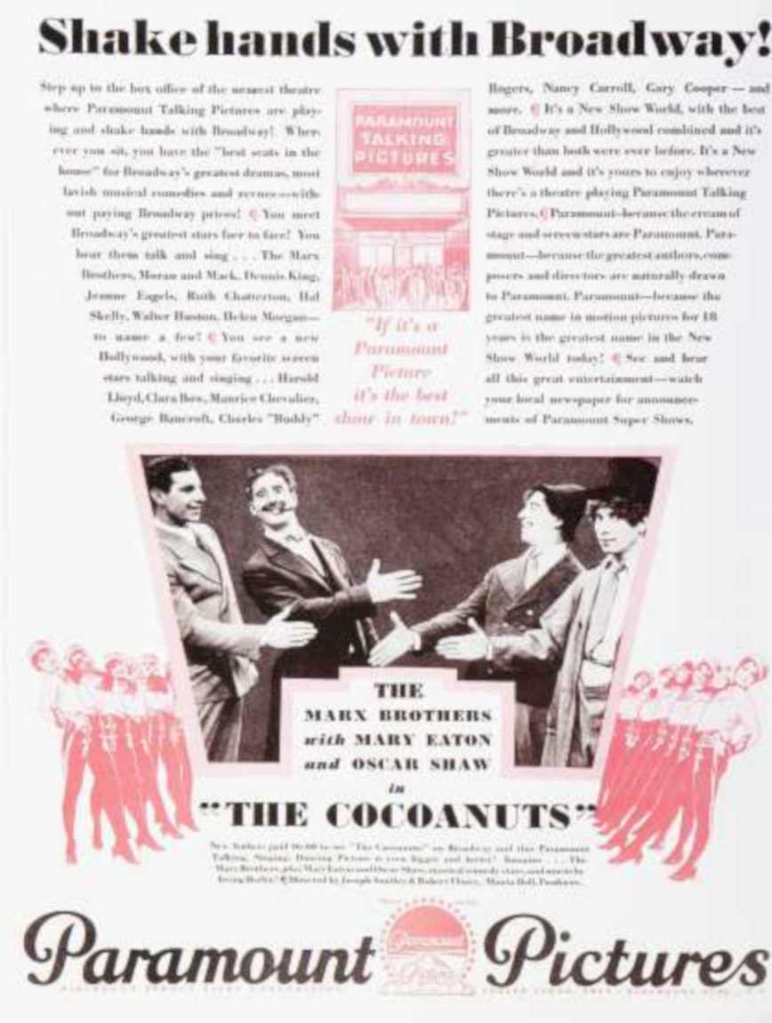 Cocoanuts Marx Brothers Vintage Retro Advert Ads A4 Photo Print
