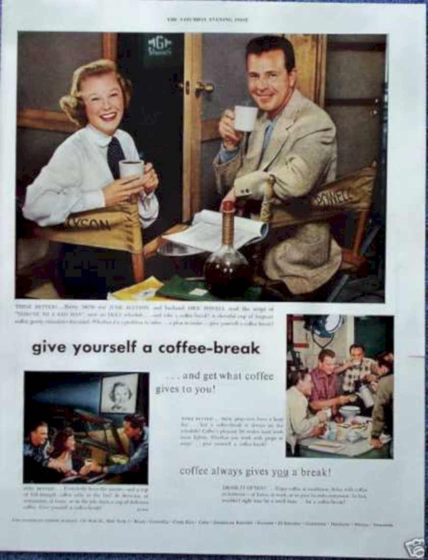 Coffee Break Couple Vintage Retro Advert Ads A4 Photo Print