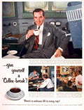 Coffee Dispenser Break Vintage Retro Advert Ads A4 Photo Print