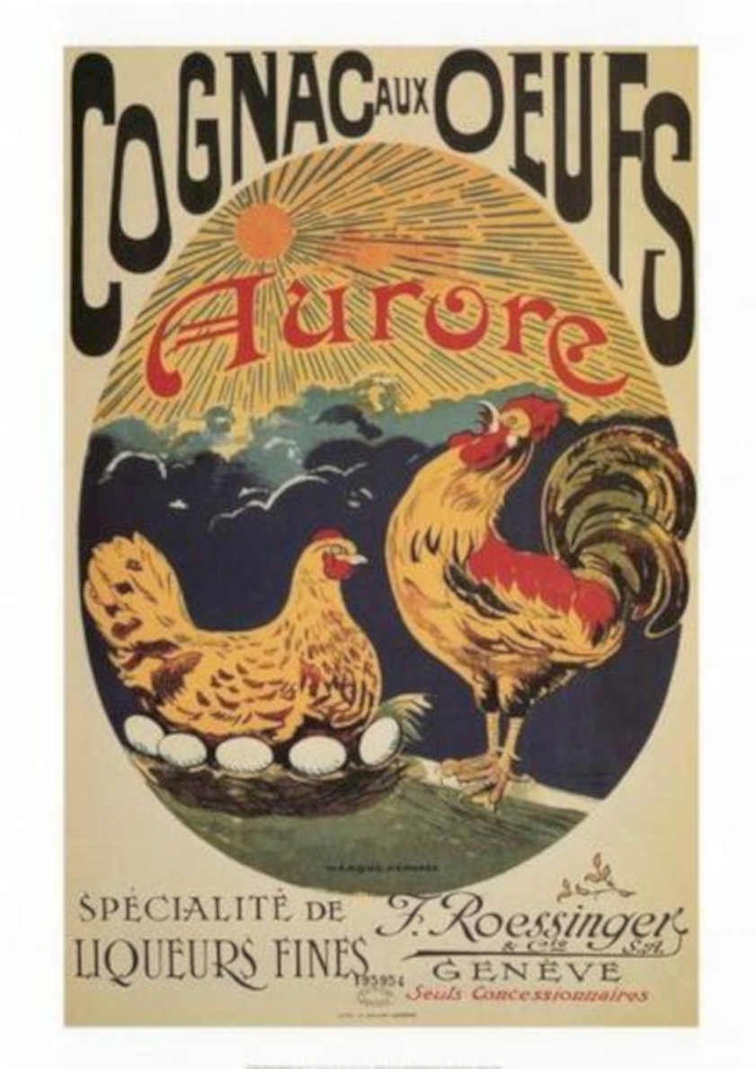 Cognac Aure Hen Vintage Retro Advert Ads A4 Photo Print