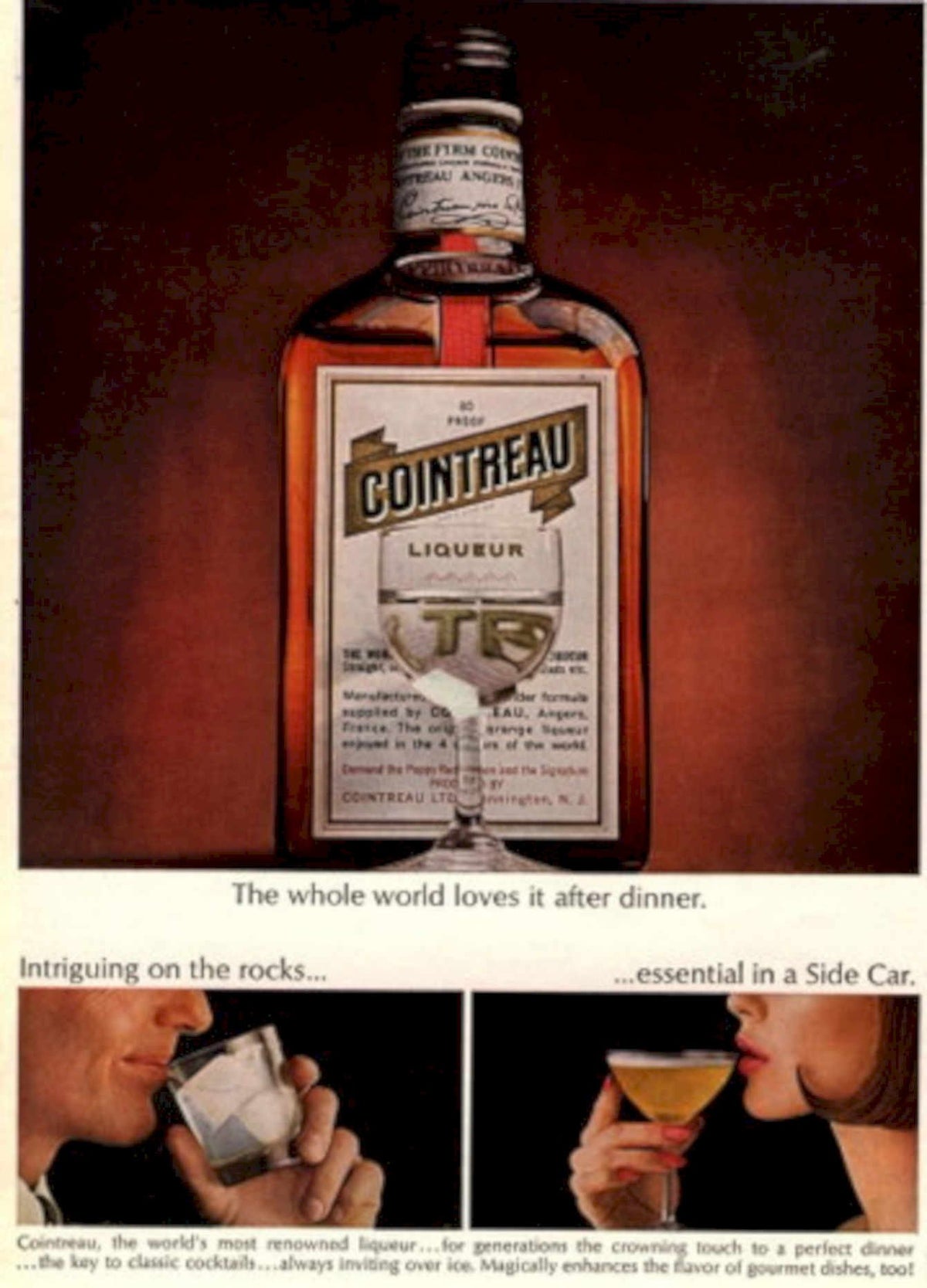 Cointreau Liqueur Bottle 1970s Vintage Retro Advert