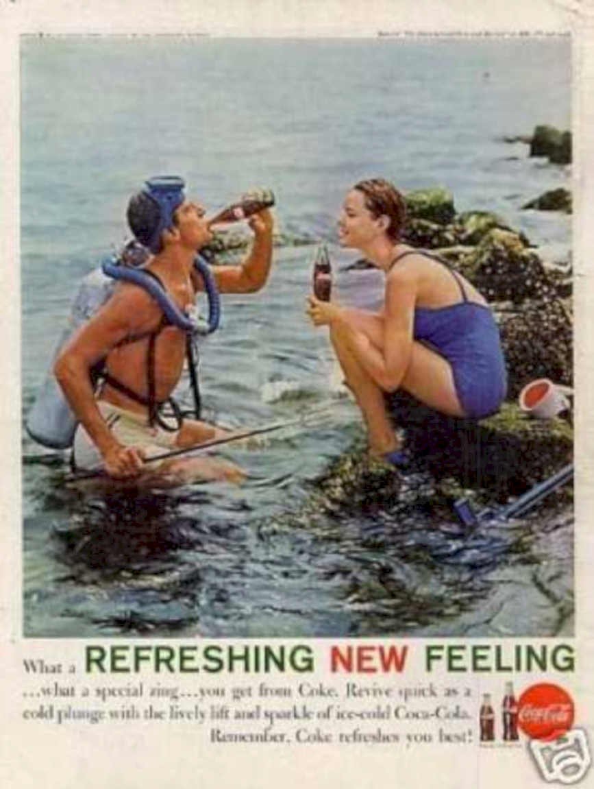 Coke Beach Scuba Vintage Retro Advert Ads A4 Photo Print