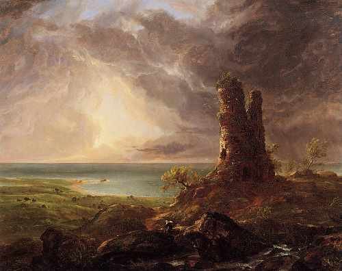 Cole Thomas Romantic Landscape With Ruined Tower A4 Photo Print