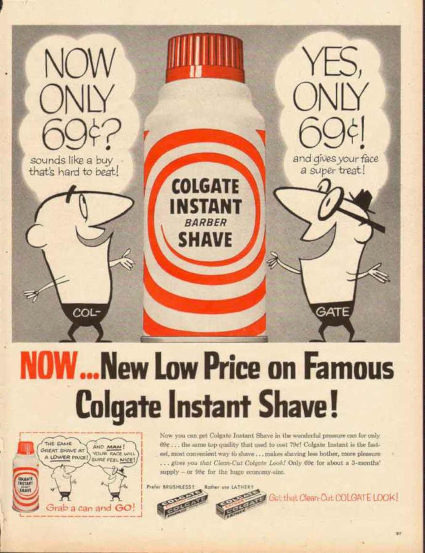Colgate Instant Shave Vintage Retro Advert Ads A4 Photo Print
